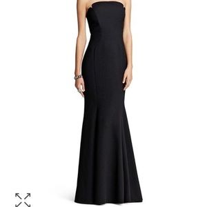 Jill Stuart black mermaid gown w/ notched neckline